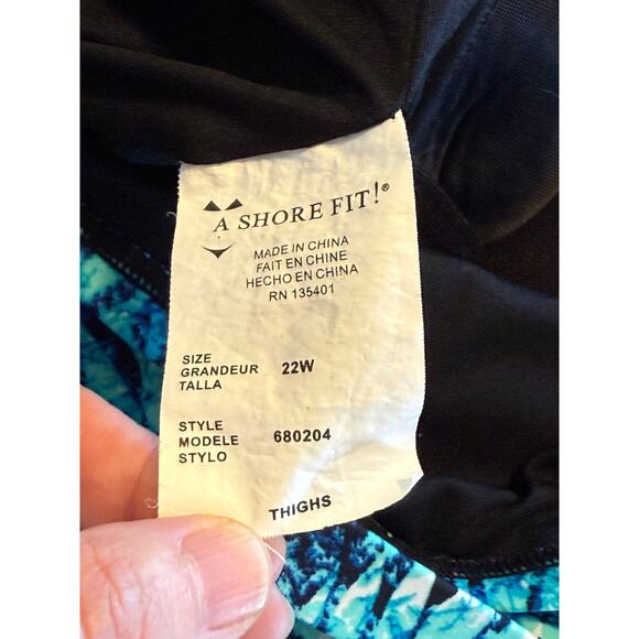 Not For Sale A Shore Fit Swimsuit Women 22W Blue One Piece Swim Dress Tropical - Picture 6 of 7